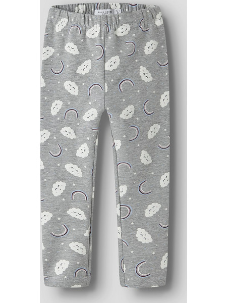 NAME IT NMFDAVINA AOP SWE LEGGING BRU 13234445-Grey Melange RainbowClouds Gray