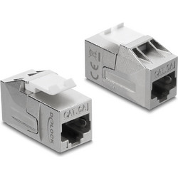 DELOCK Keystone module RJ45 91122, θηλυκό σε θηλυκό, Cat 6A STP, ασημί