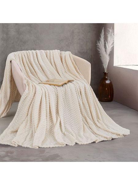 Κουβέρτα Jacquard Flannel Harmonie Ecru Ρυθμός Υπέρδιπλo 220x240cm Flannel