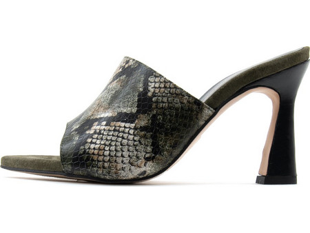 ALMAU SNAKE SKIN HIGH HEEL MULES WOMEN ANGEL ALARCON
