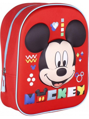 Disney Mickey Σχολική Τσάντα Πλάτης Νηπιαγωγείου Κόκκινη 133813