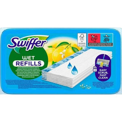 SWIFFER Wet Refills Easy Scrub Fast Clean Ανταλλακτικά Υγρά Πανάκια Mε Άρωμα Λεμόνι, 10 Τεμάχια