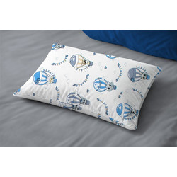Μαξιλαροθήκη Εμπριμέ kids The Floating Zoo 596 50X70 White-Blue 100% Cotton