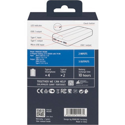 Rivacase VA2081 Power Bank 20000mAh με Θύρα USB-A & Θύρα USB-C White