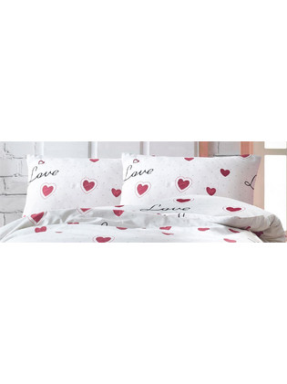 Μαξιλαροθήκη Εμπριμέ Έρως 301 50X70 White-Red 70/30 Cott/Pol Dimcol