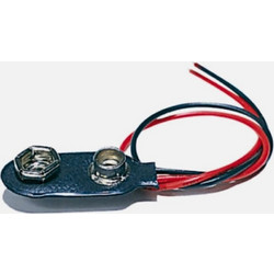 GBC 25.0011.00 Θήκη Κλιπ Μπαταρίας 9V - Σώμα PVC, Επαφές Νικελίου & Καλώδια 150mm