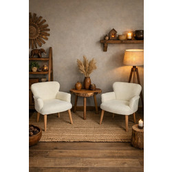 Stewe Home Σετ 2 Πολυθρόνες Λευκές 60x50x60cm