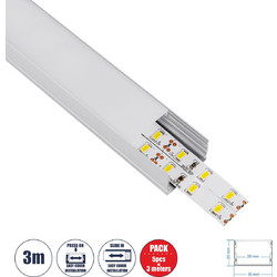 SURFACE-PROFILE 300x3x2cm Ασημί Προφίλ Αλουμινίου LED Λευκό