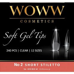 Woww Cosmetics Soft Gel 2 Short Stiletto Tips Νυχιών 240τμχ