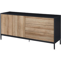 BLACKBIRD ΜΠΟΥΦΕΣ 2ΠΟΡΤΕΣ 3ΣΥΡΤΑΡΙΑ RIVIERA OAK ΜΑΥΡΟ 150x40x75.5cm LIBERTA 05-0669