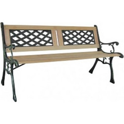 Bistro Παγκάκι Μαντεμένιο Ξύλινο 2 Θέσεων 123x54x74εκ