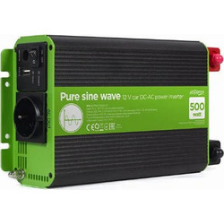 Energenie Inverter Αυτοκινήτου Καθαρού Ημιτόνου 500W για Μετατροπή 12V DC σε 230V AC με 1xUSB EG-PWC-PS500-01
