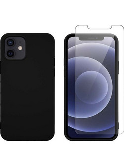 Redshield iPhone 12/12 Pro Silicone Black Case & Tempered Glass Θήκη Κινητού & Προστατευτικό Οθόνης