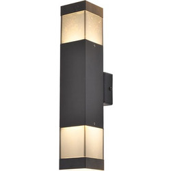 Επιτοίχια Απλίκα 2xGU10 IP44 88x60x314mm Up-Down Μαύρο Σώμα 24315 V-TAC