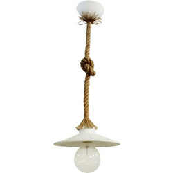 Heronia Lighting Κρεμαστό Φωτιστικό Οροφής με Σχοινί Μονόφωτο E27 Λευκό LP-150K -S- Rope 1/L 31-0516