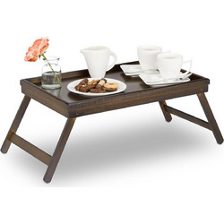 Δίσκος Σερβιρίσματος Relaxdays Folding Bamboo Bed Tray Κρεβατιού από Μπαμπού με Πτυσσόμενα Πόδια - Dark Brown (10023235)