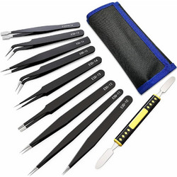 Set 10 Precision Tweezers Esd-10 To Esd-17 Non-magnetic Acid-resistant Electronics Precision Work