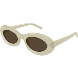 Saint Laurent SL594 011 Γυναικεία Γυαλιά Ηλίου Οβάλ Κοκάλινα Λευκά με Καφέ Φακό