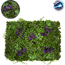 GloboStar(R) 78423 Artificial - Συνθετικό Τεχνητό Διακοσμητικό Πάνελ Φυλλωσιάς - Κάθετος Κήπος Ζεβρίνα - Τριφύλλι - Πεπερόμια Πράσινο - Φούξια Μ60 x Υ40 x Π7cm