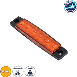 GLOBOSTAR(R) SIDEMARKER 79904 Φώτα Όγκου Οχημάτων LED 1.5W 105lm 120 DC 10-30V Αδιάβροχο IP66 Πορτοκαλί - 6 x SMD2835 Sanan Chip - Μ9.5 x Π2 x Υ1.1cm