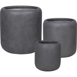 MarHome Σετ Κασπώ Βαρέλι Πομπέ Fiberclay Γκρι Ανθρακί S:Φ32x34, M:Φ42x43, L:Φ54x55cm 3 Τεμάχια