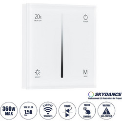 GloboStar 71452 S1-T SKYDANCE AC Smart RF 2.4Ghz & Αφής - Touch Triac Dimming AC100-240V σε AC100-240V 1 x 1.5A 360W - Max 1.5A 360W - IP20 - Λευκό Σώμα - Μ8.5 x Π8.5 x Υ3.2cm - 5 Years Warranty