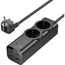 Επιτραπέζιος Φορτιστής Hoco NS10 Wisdom 4000W με 2xΣούκο + 3xUSB-C + 1xUSB-A PD65W με Καλώδιο 2m Μαύρος