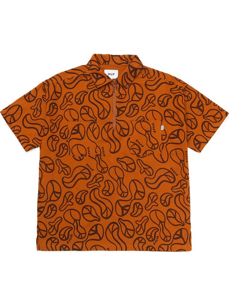 Huf Γυναικεία κοντομάνικη μπλούζα Groovy Zip Work Shirt WBU0022-BTORG