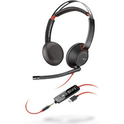 Poly Στερεοφωνικά ακουστικά Poly Blackwire 5220 USB-C +υποδοχή 3.5mm +Προσαρμογέας USB-C/A (93S88AA)