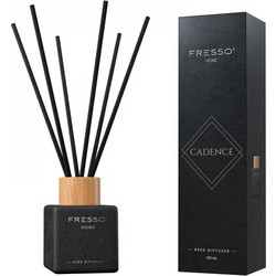 Fresso - Αρωματικό Χώρου με Στικ Cadence 100 ml Premium Home Reed Diffuser με FlowScent, Μαύρο Γυάλινο Μπουκάλι και Μαύρα Στικ από Fiberglass - 1 Τεμ
