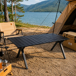 Πτυσσόμενο Τραπέζι Camping Μεταλλικό Ορθογώνιο Μαύρο με Τσάντα Μεταφοράς 90x60x45cm - For Home