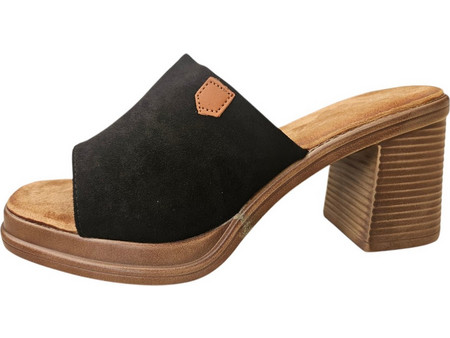 Mules Suede με χοντρό τακούνι FL272 Μαύρο