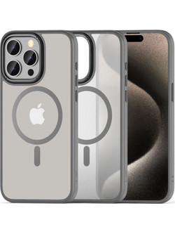 Forcell iPhone 15 Pro Max MagSafe Color Edge Θήκη Με Πλαίσιο Σιλικόνης Διάφανη - Titanium Grey
