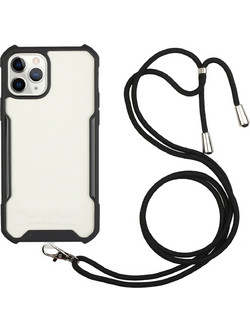 Forcell Θήκη με Πλαίσιο Σιλικόνης και Λουράκι Black (iPhone 11 Pro Max)