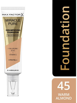 Max Factor Miracle Pure Skin 45 Warm Almond Liquid Foundation SPF30 30ml