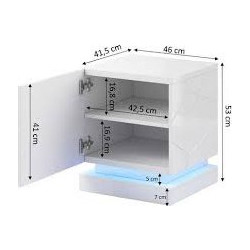QIU bedside table 2 pcs. 46x41.5x53 cm white glossy/white glossy