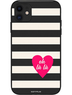 Sonique Stripe Stories Series Θήκη με Σχέδιο «Oh La La - Μαύρο» (iPhone 11)