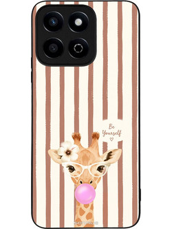 Sonique Stripe Stories Series Θήκη (Honor 200 Smart 5G) με Σχέδιο «Καφέ - Καμηλοπάρδαλη με Τσιχλόφουσκα»