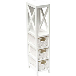 Έπιπλο MDF Με 1 Ράφι και 3 Συρτάρια Λευκό 17x24x82cm MRShome