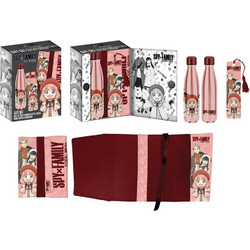 Spy x Family Steel Bottle, Sticker, Book Cover Gift Set Pink/Red