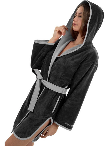 Guy Laroche Μπουρνούζι New Comfy Black με Κουκούλα