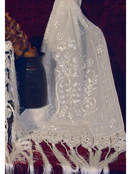 ΤΡΑΒΕΡΣΑ CREPE SILK ΜΕ ΚΕΝΤΗΜΑ ΧΕΙΡΟΣ GARLAND 50Χ150 50Χ150 ΕΚΡΟΥ