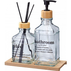 Dispenser & Αρωματικό Χώρου με Sticks Σετ Γυάλινο-Μπαμπού Με βάση MRShome 2Τεμ