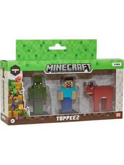 Minecraft - 3D 6 cm Figure 3 pack S2 - Zombie Villager, Steve og Cow