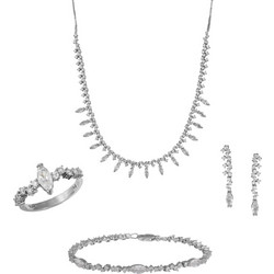 Ασημένιο σετ γάμου με πέτρες ζιργκόν 925 SET056351 SET056351 Ασήμι