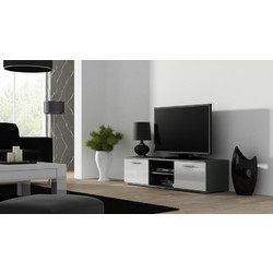 Cama Meble Έπιπλο Τηλεόρασης Ξύλινο Γκρι/Λευκό Μ140xΠ43xΥ37cm Soho SOHORTV140SZ/BI