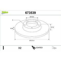 VALEO 673539 - VALEO ΔΙΣΚΟΠΛΑΚΕΣ 1τεμ