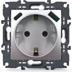 Acaelec Prime Πρίζα Σούκο Ασφαλείας & 2 USB (Type A+C) Ματ Αλουμινίου (1000116403)