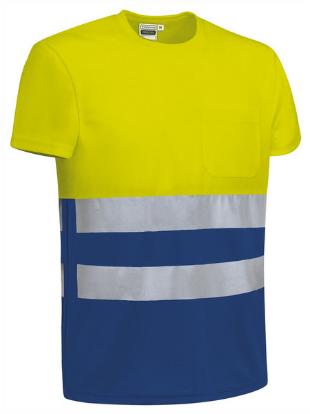 T-Shirt Υψηλής Ορατότητας DEMOLITION Valento Fluo Yellow-Bluish Blue