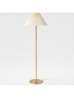 VenCore Velune Gold 6091-20014 - Μοντέρνο Επιδαπέδιο Φωτιστικό Μονόφωτο Χρυσό Αλουμίνιο και Μπέζ Καπέλο με Βάση-Ντουί 1xE27 - Φ35 x Υ150cm